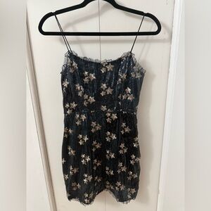 The East Order Black and Bronze/Gold Star Mini Sequin Star Dress - SZ XS